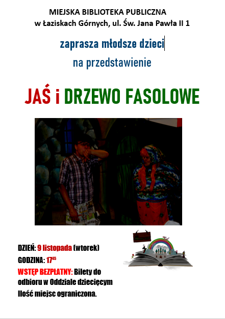 Zaproszenie na przedstawienie Jaś i drzewo fasolowe, 9 listopada, godz. 17:45