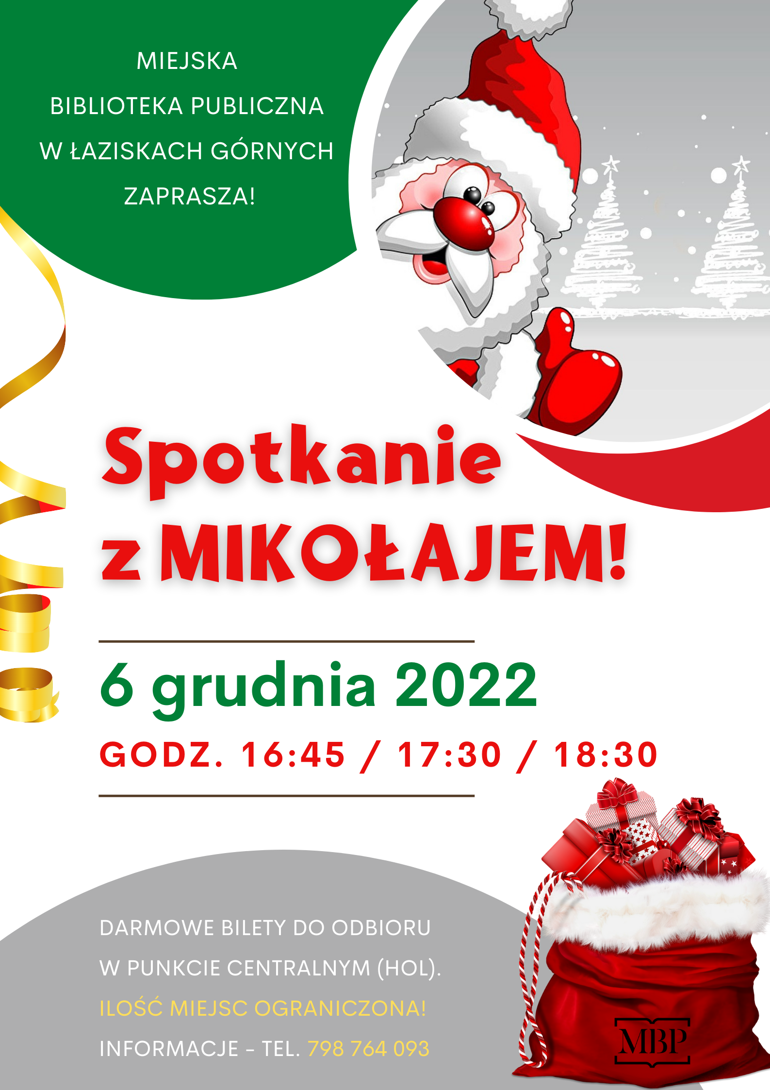 Plakat informacyjny wydarzenia Spotkanie z Mikołajem