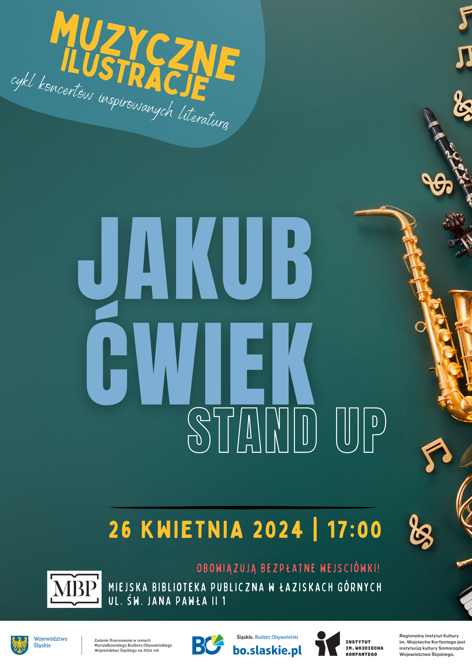 Plakat wydarzenia Muzyczne ilustracje - Stand up Jakub Ćwiek