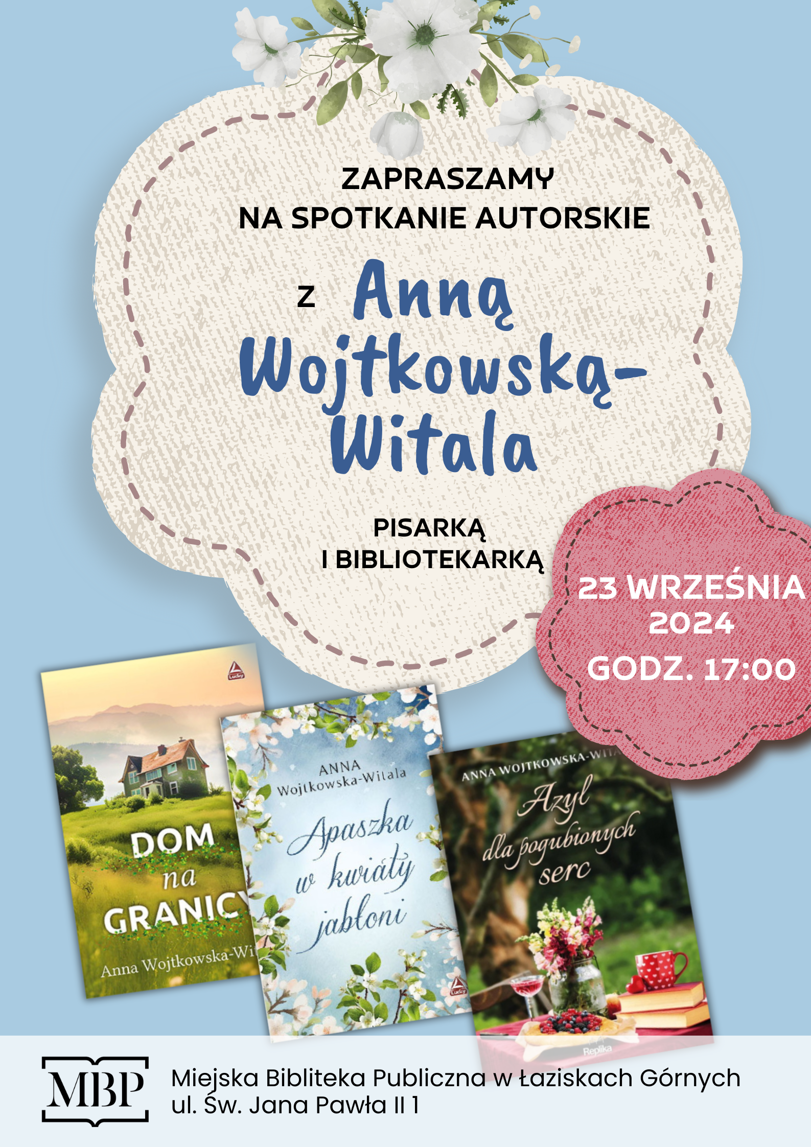 Plakat spotkania autorskiego z Anną Wojtkowską-Witala