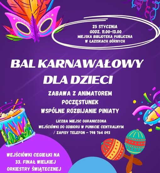 Plakat: Bal karnawałowy dla dzieci