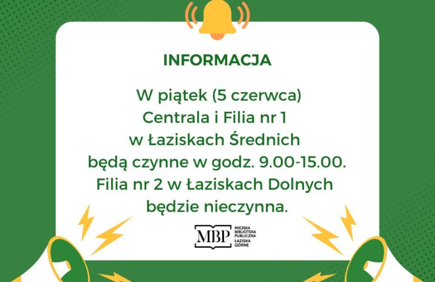 Informacja nt. godzin pracy